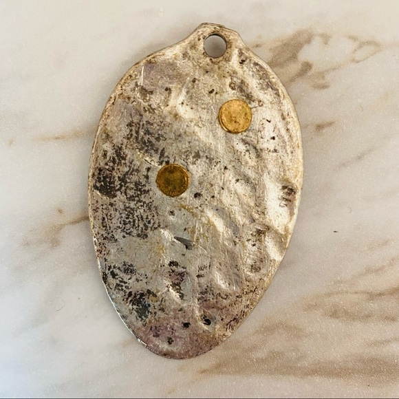 All Grit No Quit Silver Spoon Pendant Stars Gold Hammered Vintage Silverware - Picture 3 of 4
